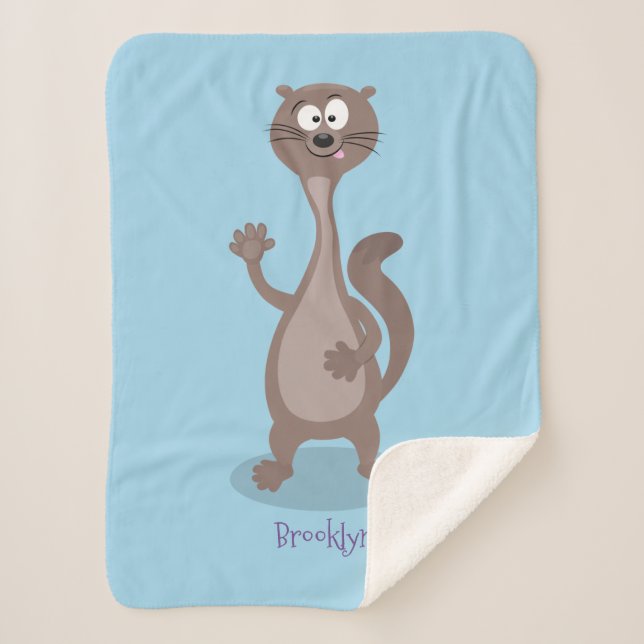 Funny weasel cartoon illustration  sherpa blanket (Front)