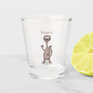 Funny weasel cartoon illustration  shot glass