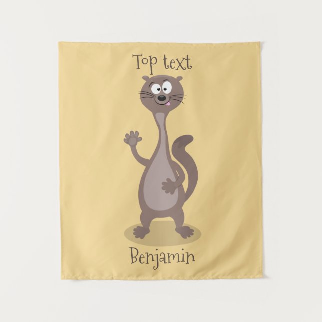 Funny weasel cartoon illustration  tapestry (Front)
