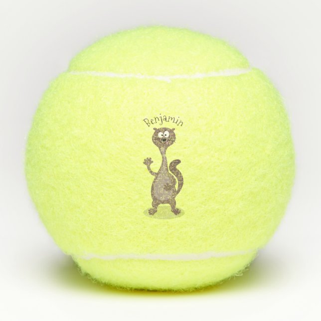 Funny weasel cartoon illustration  tennis balls (Front)