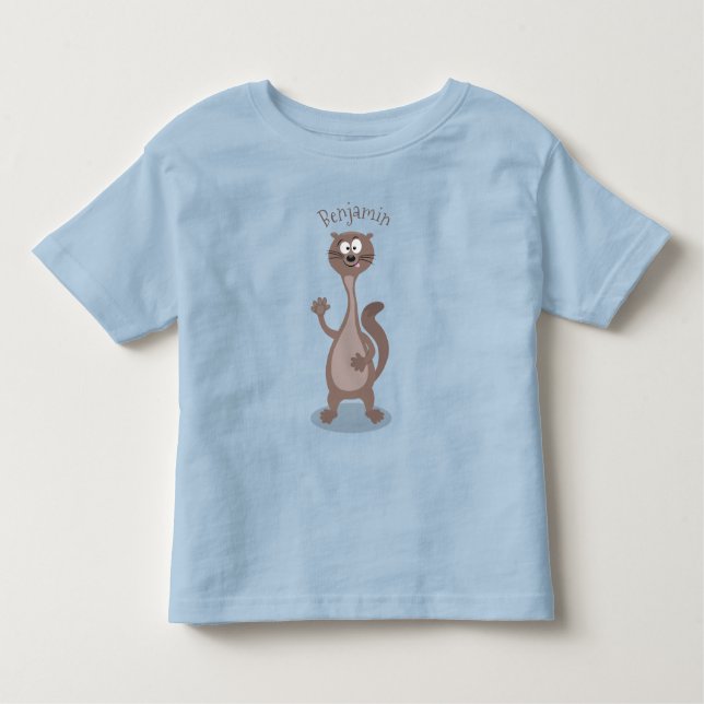 Funny weasel cartoon illustration toddler T-Shirt (Front)