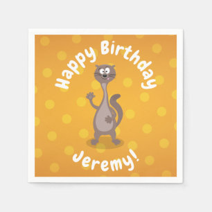 Funny weasel waving cartoon illustration napkin
