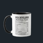 Funny Web Developer Nutrition Facts Coding Life  Mug<br><div class="desc">A hilarious design perfect for any **web developer**, coder, programmer, or tech professional! This **Web Developer Nutrition Facts** graphic celebrates the masters of HTML, CSS, JavaScript, debugging, and late-night coding sessions. Great for software teams, IT departments, freelancers, and anyone who builds the web one line of code at a time....</div>