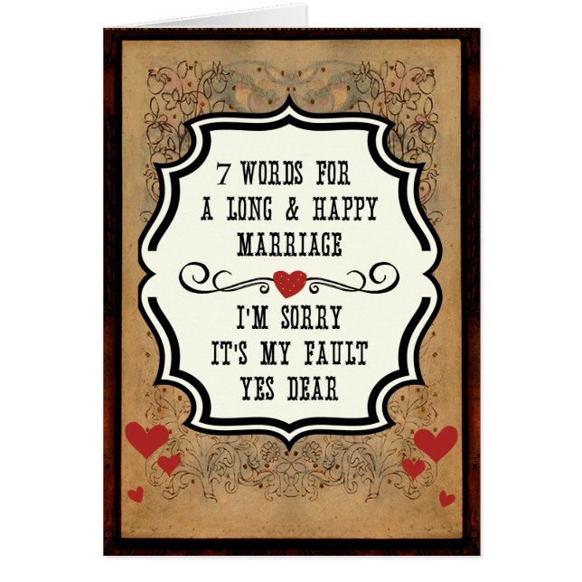 Funny Wedding 7 Words For A Long & Happy Marriage (Front)