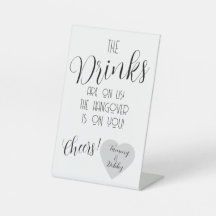Funny Wedding Bar Sign – “The Drinks Are On Us” 