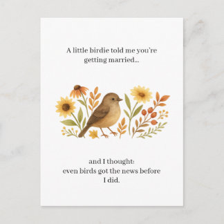 Funny Wedding Birdie Quote | Sarcastic Marriage  Holiday Postcard