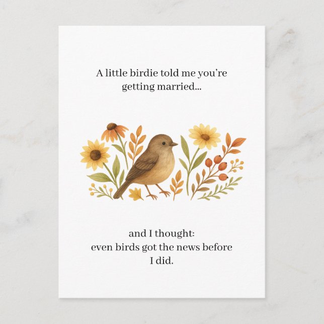Funny Wedding Birdie Quote | Sarcastic Marriage  Holiday Postcard (Front)