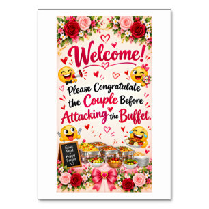Funny Wedding Buffet Sign Poster   Reception Decor Table Number