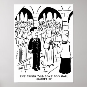 Funny Wedding Cartoon - Bridegroom Practical Joke Poster
