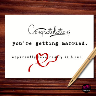 Funny Wedding Congratulations Love Is Blind Joke Card
