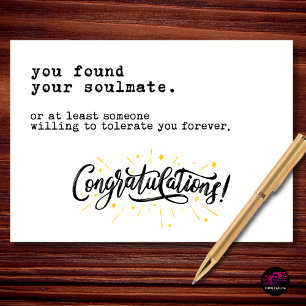 Funny Wedding Congratulations Soulmate Joke Card