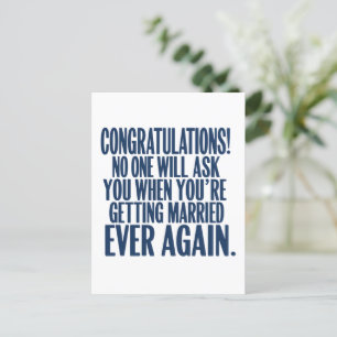 Funny Wedding Engagement Congratulations Married Postcard