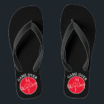 Funny Wedding  Flip Flops<br><div class="desc">Modern,  unique,  funny bright red and black personalised wedding flip flops for newlyweds with monogram - initials,  unique romantic love couple birds drawing and trendy handwritten calligraphy script. Game over!</div>