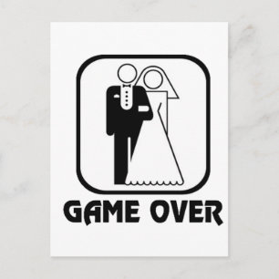Funny wedding Game Over Postcard