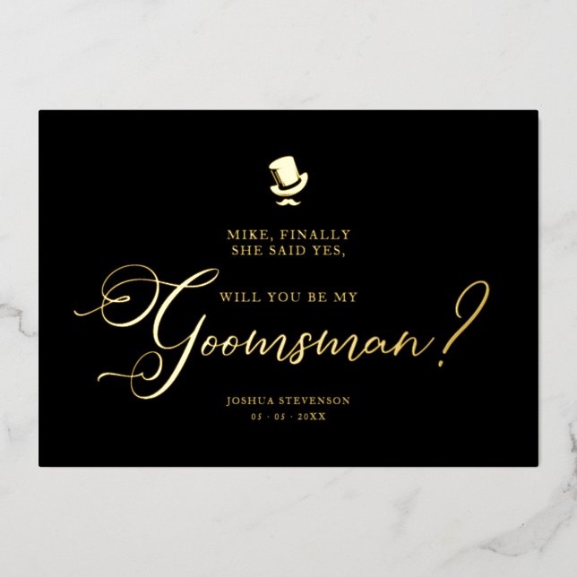 Funny Wedding Groomsman Minimalist Proposal Card (Front)