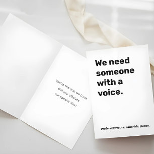 Funny Wedding Officiant Proposal Card – Loud Voice