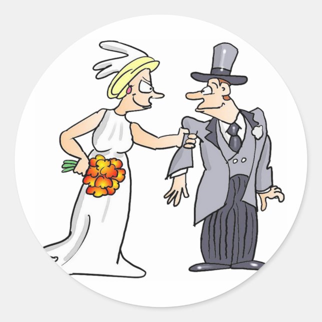 Funny Wedding Picture Classic Round Sticker (Front)