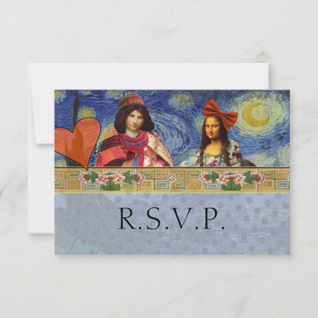 Funny Wedding RSVP Baroque Ornate Figurative (Front)