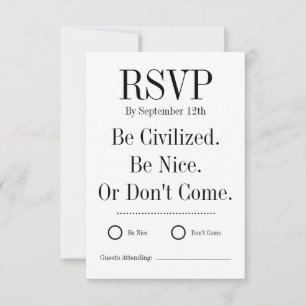 Funny Wedding RSVP Card