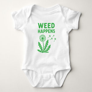 Funny Weed Happens Vintage Dandelion Ink Stamp Art Baby Bodysuit