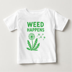 Funny Weed Happens Vintage Dandelion Ink Stamp Art Baby T-Shirt