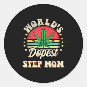 Funny Weed Mum Vintage Sunset Worlds St Step Mum  Classic Round Sticker