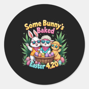 Funny Weed Smoking Rabbit Day Easter Bunny  Classic Round Sticker