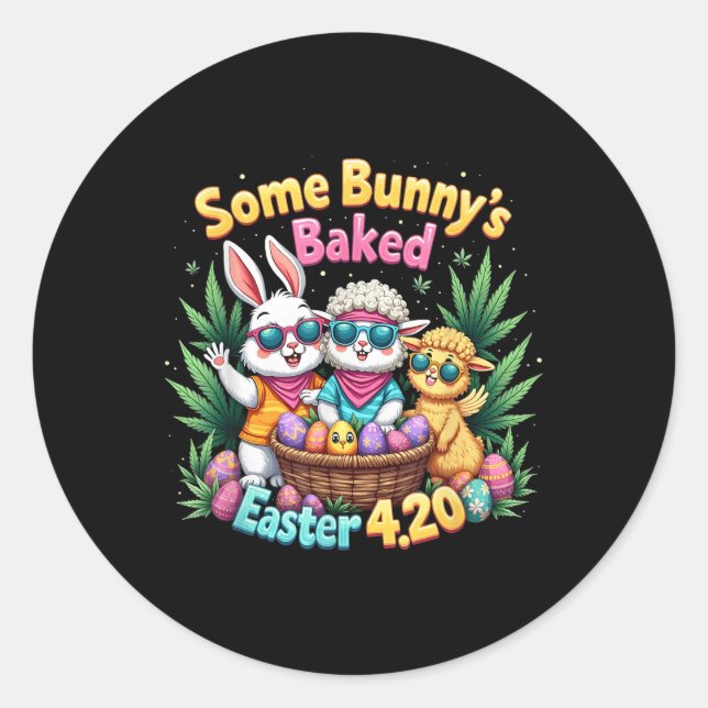 Funny Weed Smoking Rabbit Day Easter Bunny  Classic Round Sticker (Front)
