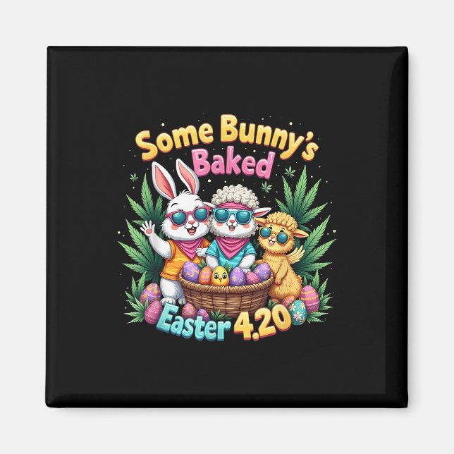 Funny Weed Smoking Rabbit Day Easter Bunny  Magnet (Front)