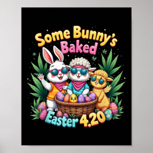 Funny Weed Smoking Rabbit Day Easter Bunny Poster
