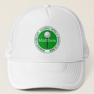 Funny Weekend Forecast Golf Ball Baseball Trucker Hat