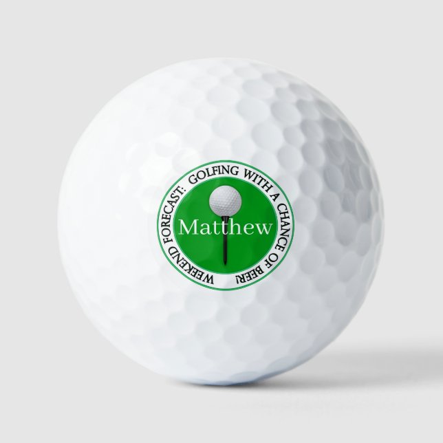 Funny Weekend Forecast Golf Balls (Front)