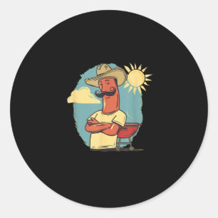 Funny Weenie Face In Bbq Season For Hotdogs Lovers Classic Round Sticker