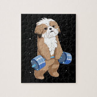 Funny Weight Lifting Fitness Gym Shih Tzu Dog Jigsaw Puzzle