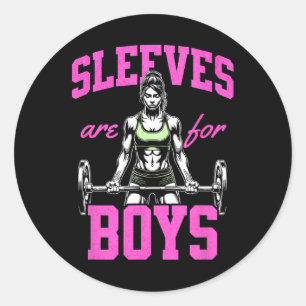 Funny Weightlifting Bodybuilding Woman Sleeves Jok Classic Round Sticker
