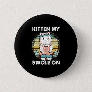 Funny Weightlifting Cat Gym Motivation Animal 6 Cm Round Badge