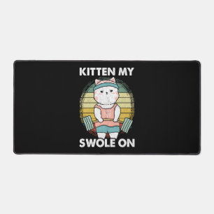 Funny Weightlifting Cat Gym Motivation Animal Desk Mat