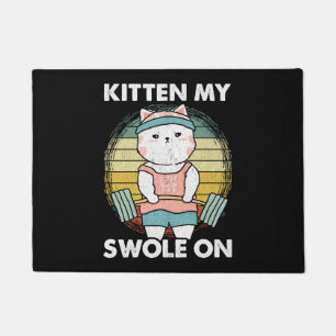 Funny Weightlifting Cat Gym Motivation Animal Doormat