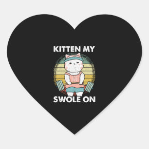 Funny Weightlifting Cat Gym Motivation Animal Heart Sticker