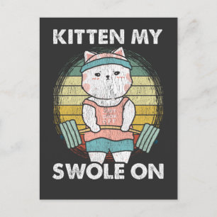 Funny Weightlifting Cat Gym Motivation Animal Postcard