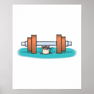 funny weightlifting mouse poster