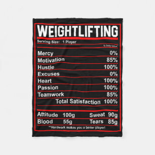 Funny Weightlifting Nutrition Facts Bodybuilding Fleece Blanket