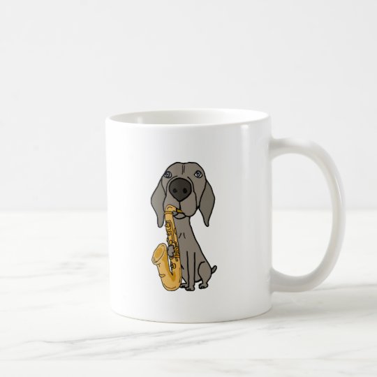 Funny Weimaraner Dog Playing Saxophone Coffee Mug