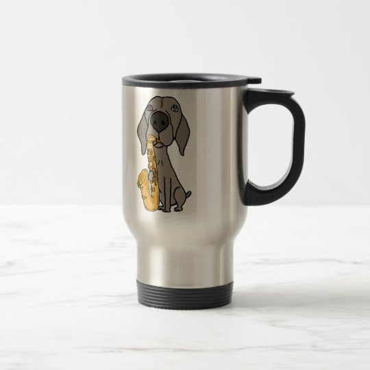 Funny Weimaraner Dog Playing Saxophone Travel Mug