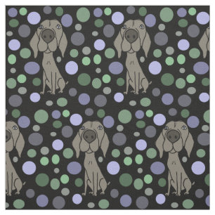 Funny Weimaraner Puppy Dog and Circles Pattern Fabric
