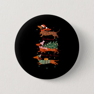 Funny Weiner Dog Dachshund Through The Snow Merry  6 Cm Round Badge