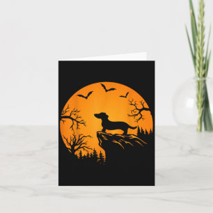 Funny Weiner Dog In The Moon Dachshund And Hallowe Card