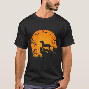 Funny Weiner Dog In The Moon Dachshund And Hallowe T-Shirt
