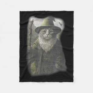 Funny Weird Kitten Wizard Ghost Cat Meme Catdalf H Fleece Blanket
