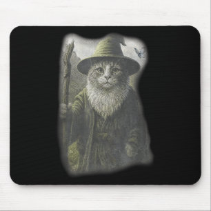 Funny Weird Kitten Wizard Ghost Cat Meme Catdalf H Mouse Pad